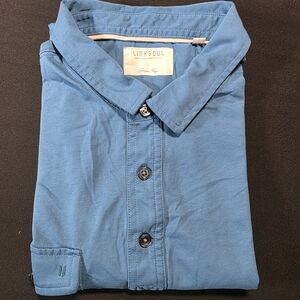 Linksoul Blue Men's Shirt,‎ Luxery Cotton, Short Sleeve Size Large